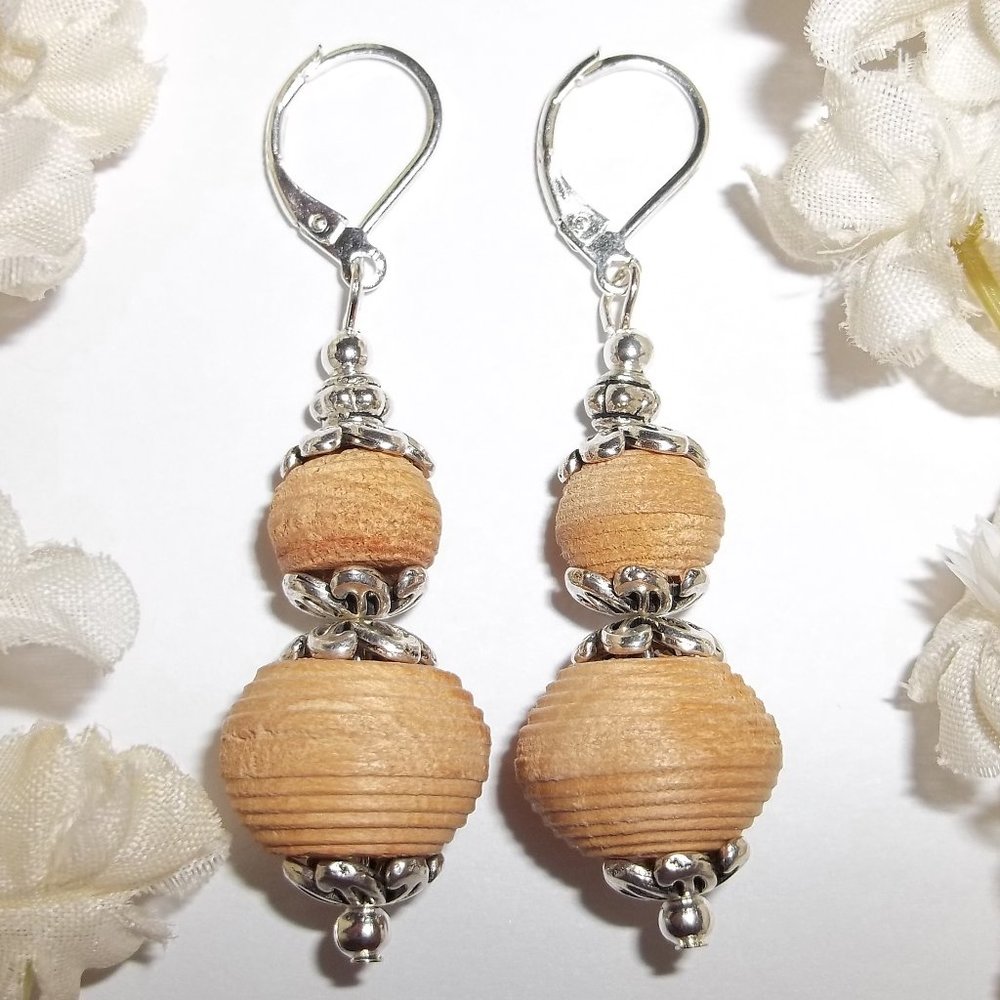 Tan Brown Wood Earring Set Statement Boho NWT 5459
